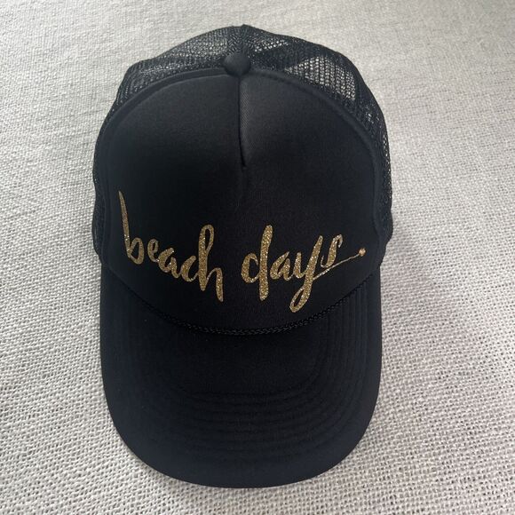 Beach Days Trucker Hat Mesh Back Baseball Cap Black One Size - Picture 1 of 6